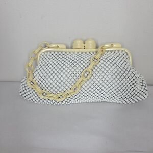 Vtg 40s Whiting And Davis Ivory Cream Alumesh Bakelite Celluloid Chain Strap